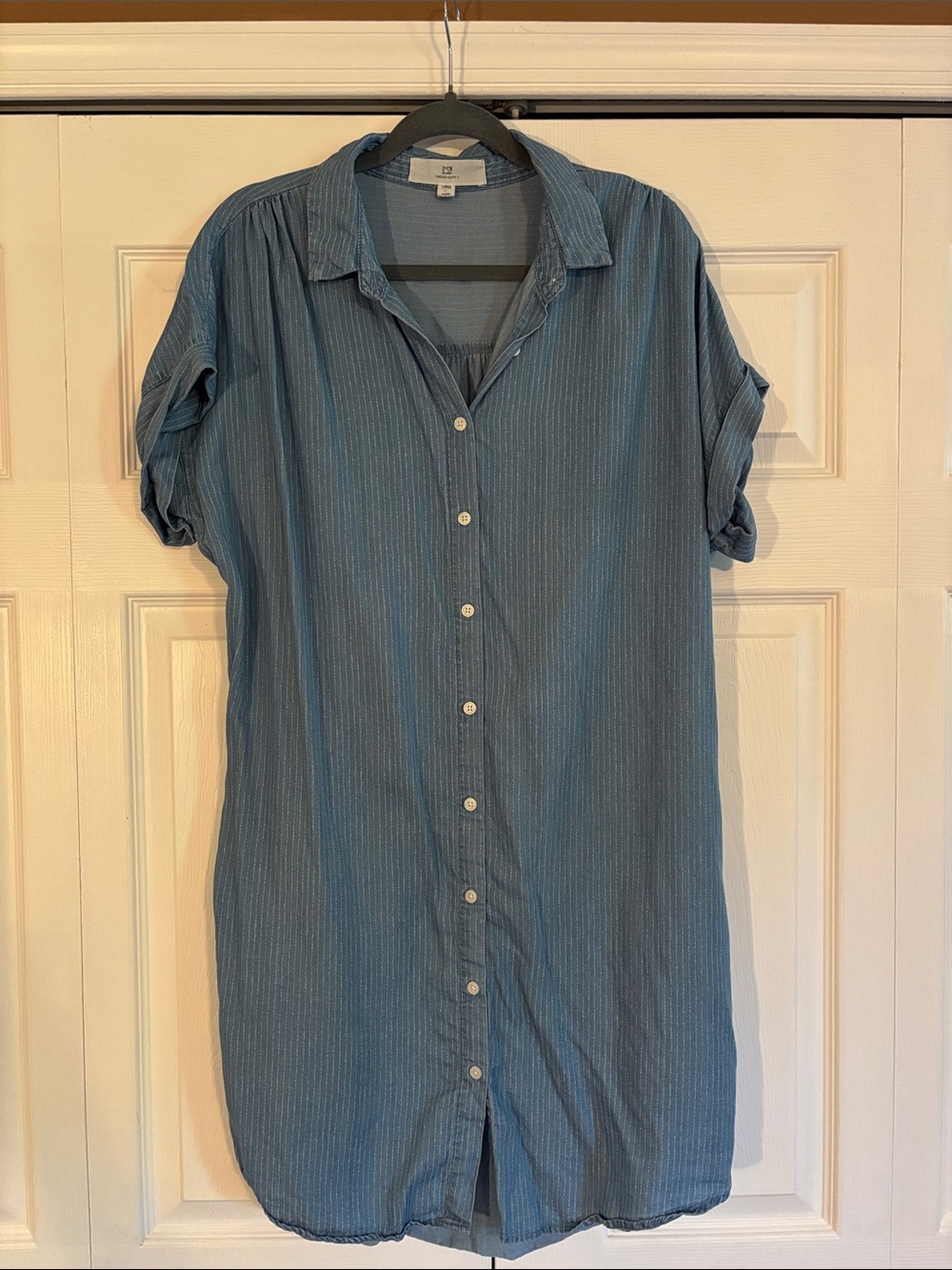 Thread & Supply Dusty Blue Button-Front Shirt Dress